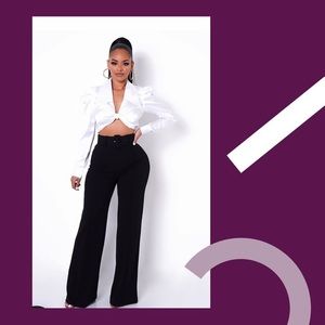 Belted palazzo pants